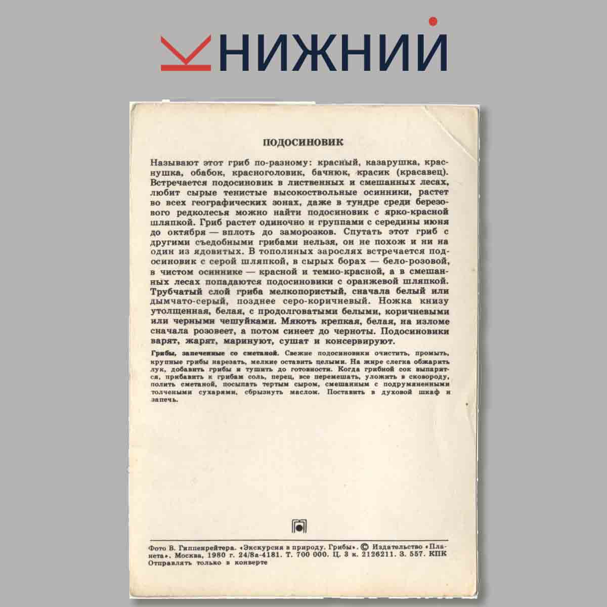 Набор открыток. Экскурсия в природу. Грибы.